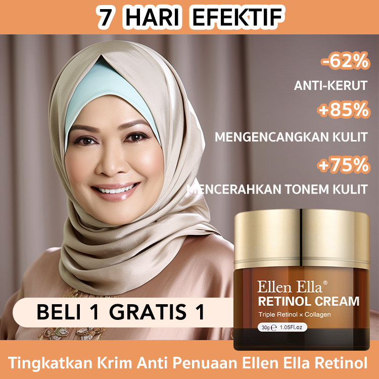 BPOM - Upgrade Ellen Ella Retinol Face Cream-Efek meningkat sebesar 50% - Membantu mengungkapkan kulit yang tampak lebih halus dan lebih kencang dengan perawatan retinol yang lembut ini.