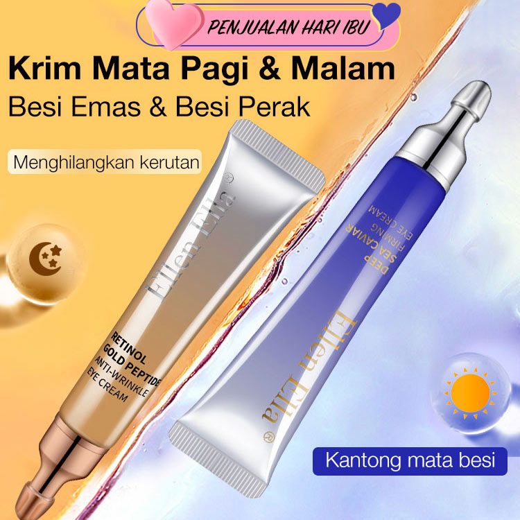 Promosi Hari Ibu 2PCS Rp298.000 - ELLEN ELLA Krim Mata Pagi & Malam - Menghilangkan Lingkaran Hitam, Kantong Mata, Kerutan dalam 7 Hari