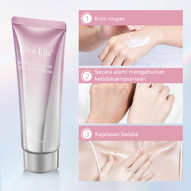 Ellen Ella Niacinamide Body Tone-Up Milk Cream pencerah instan, SPF 20+ tahan air dan tahan keringat