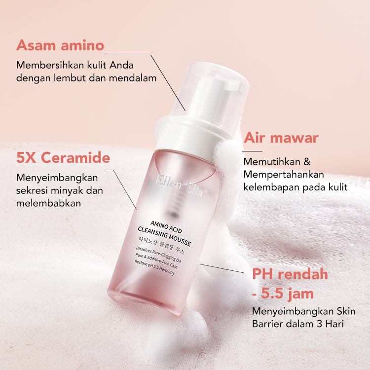 Mousse Pembersih Lembut Asam Amino Ph Rendah 120Ml-Penghapus Pembersih dan Riasan dalam Satu (Hanya untuk Krim Tone Up dan Tabir Surya)