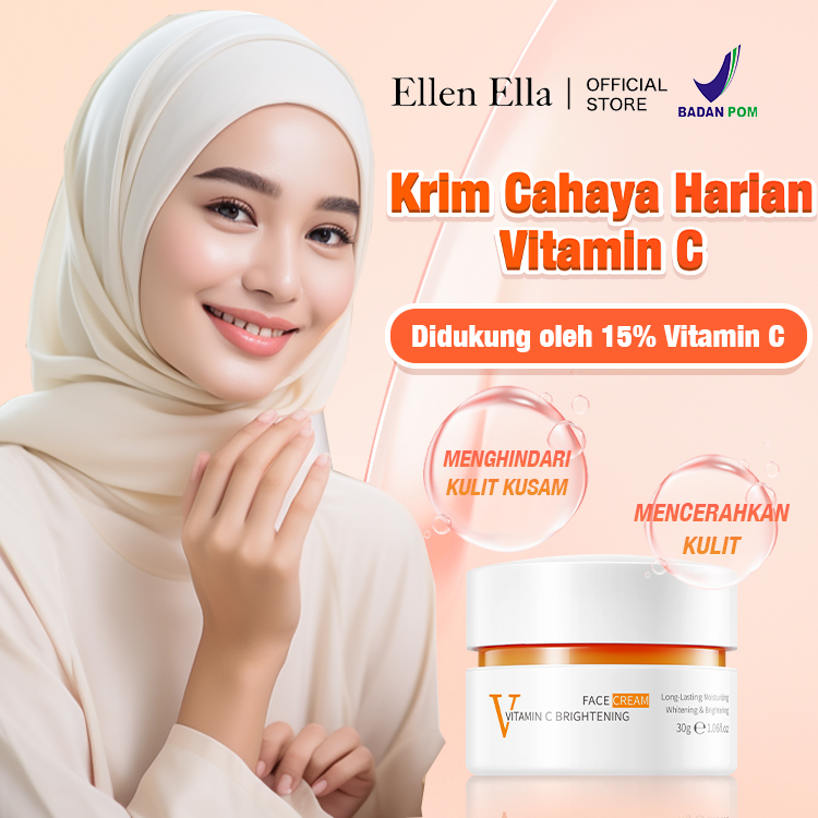 ELLEN ELLA Tingkatkan Krim Wajah Pemutih Vitamin C 30g